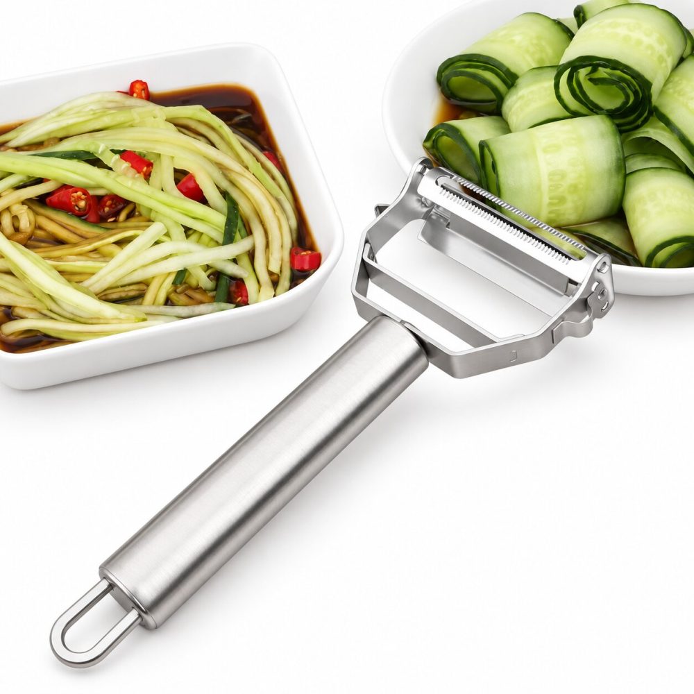 Éplucheur inox, julienne et rubans de concombre