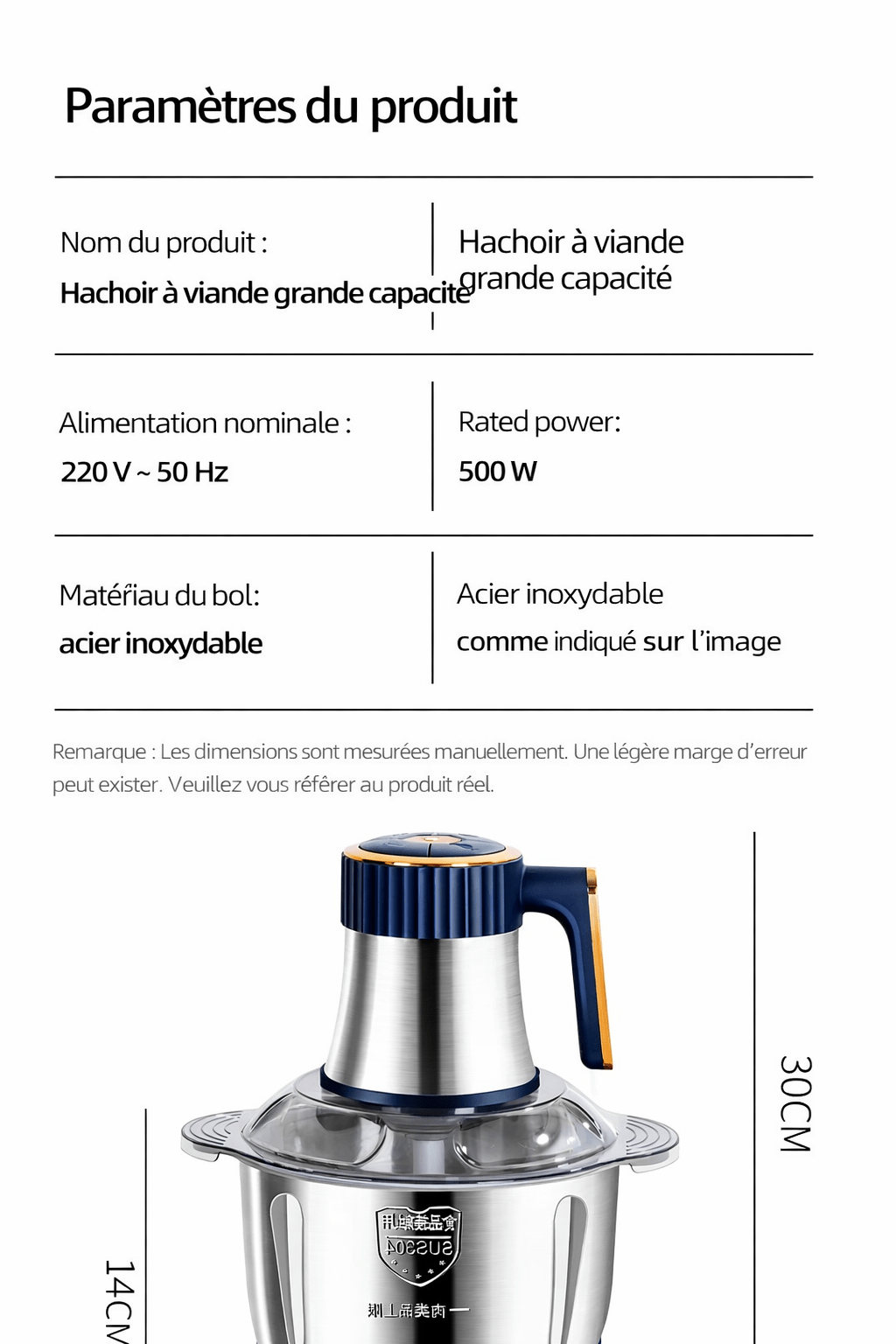 Hachoir électrique de cuisine à 5 vitesses. – Image 3