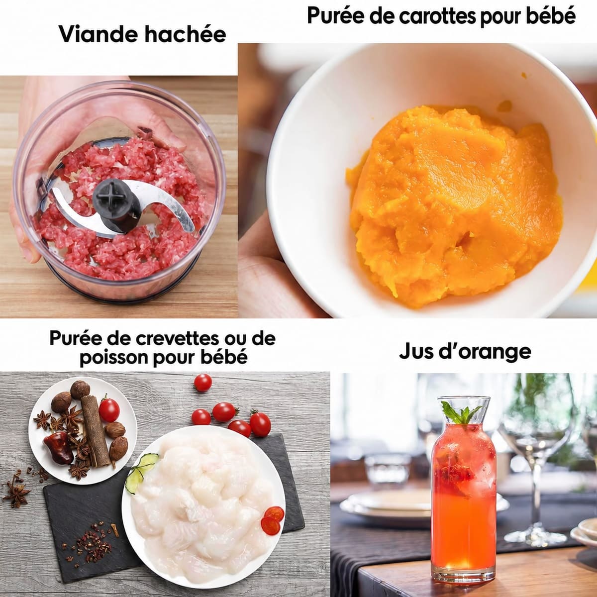 Exemples de préparations avec le mixeur plongeant multifonction